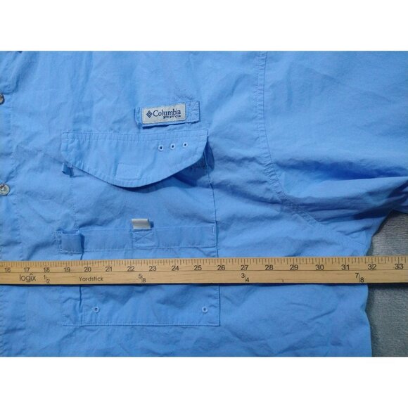 Columbia Shirt Mens 4X Blue PFG Bonehead Short Sleeve Fishing Vented Cotton - Picture 4 of 8